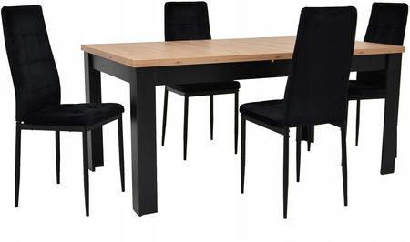 4 krzesła IK-07 czarne Stół 90x160/200 Artisan