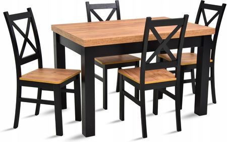 Masywny stół rozkładany 80x120/160 4 krzesła krzyż