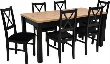 6 krzeseł+stół 80x160/200cm Artisan/lancelot/wotan