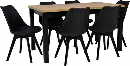 Stół 80x140/220cm i 6 krzeseł skandynawskie