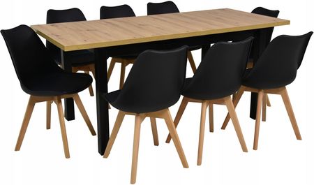 Stół 80x140/220cm i 8 krzeseł skandynawskich