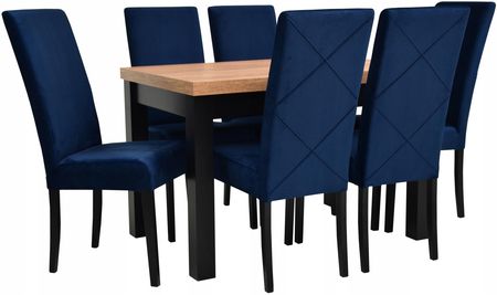 6 krzeseł i stół 90x160/210 blat dąb craft Wybór