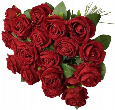 20x Róża czerwona welur bukiet róż premium 50cm