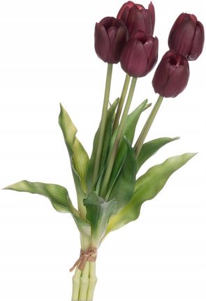 Tulipany gumowe bukiet śliwkowy 39cm silikon