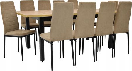 10 krzeseł sztruksowe Stół 90x160/200 Różne