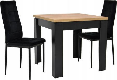 Stół 80x80 cm Craft 2 krzesła IK-07 czarny welur