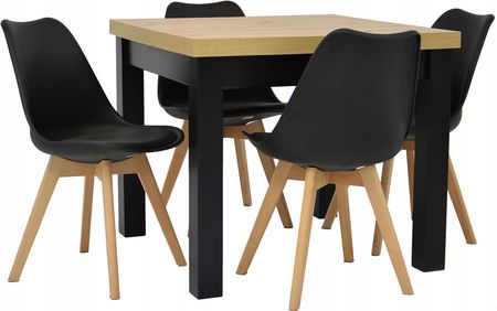 4 krzesła Skandynawskie rozkładany stół 90x90/290