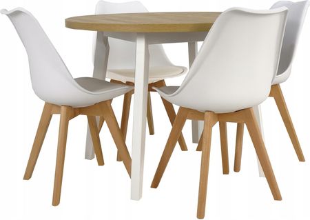 4 x krzesło Skandynawskie stół Ø100 cm Biały