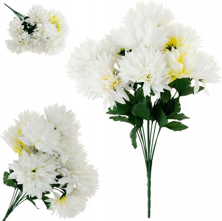 Chryzantema Bukiet 12 Kwiatów Sztuczny Biały 50CM