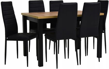 6 krzeseł czarne Eko i Stół rozkładany 80x120/150