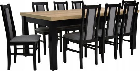 8 krzeseł oparcie i stół 100x200/300 Halifax