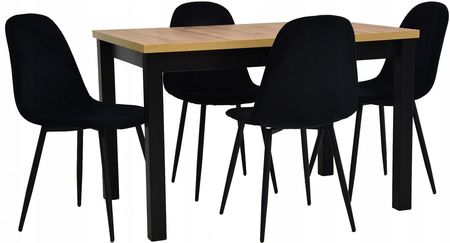 4 krzesła czarny welur Stół rozkładany 80x120/150