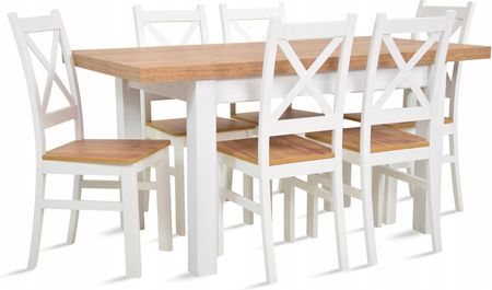 Stół rozkładany 80x120/160 6 krzeseł krzyż Craft
