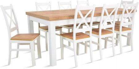 Stół rozkładany 100x200/300 8 krzeseł krzyż Craft