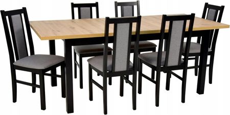 Stół 90x160/200 cm Artisan i 6 krzeseł Drewniane