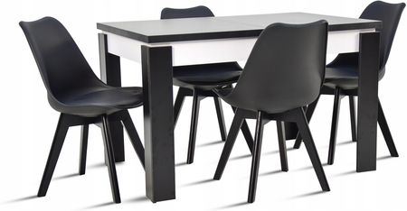 Stół 80x120/160 rozkładany 4 czarne krzesła