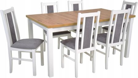 Stół 80x140/180 cm i 6 krzeseł Białe /inne tkaniny