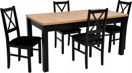 4 krzesła+stół 80x160/200cm Artisan/lancelot/wotan