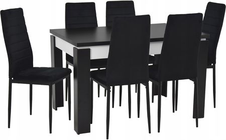 Komplet 6x krzesła metal Welur i stół Laminat