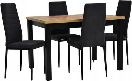 4 krzesła sztruksowe stół rozkładany 80x120/150