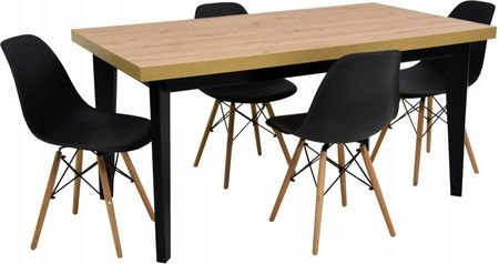 4 krzesła skandynawskie i stół 90x160/210 cm