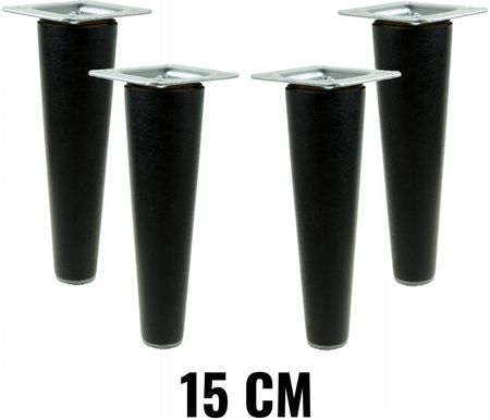 Nogi drewniane nóżki buk czarne proste zestaw 15cm