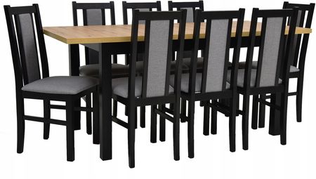 8 krzeseł czarne B-14 Stół 80x140/180 Artisan