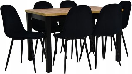 6 krzeseł czarny welur Stół rozkładany 80x120/150
