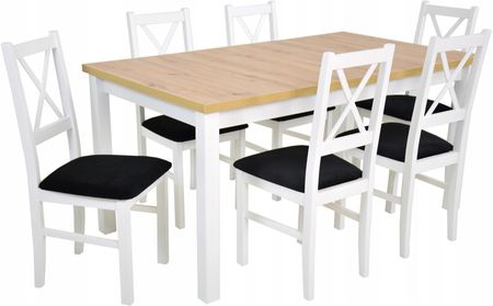 Stół 90x160/200 cm Artisan i 6 krzeseł Drewniane X
