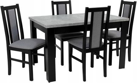 Zestaw 4 krzeseł stół 80x120/160cm Blat Beton