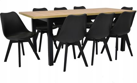 Stół rozkładany 90x160/200 cm Wotan i 8 krzeseł