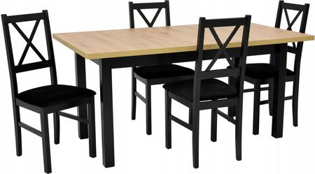 Stół 90x160/240 cm Artisan i 4 krzesła Oparcie X