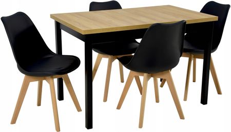 4 krzesła skandynawskie stół 70x120/160 cm