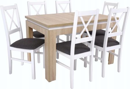 Stół 80x120/160 cm i 6 krzeseł Drewniane oparcie X