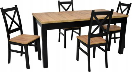 4 krzesła drewniane i stół 80x160/200 Wotan