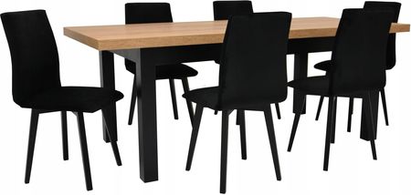 Stół 90x170/250cm i 6 krzeseł tapicerowanych