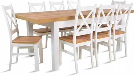 Stół rozkładany 90x160/210 8 krzeseł krzyż Craft