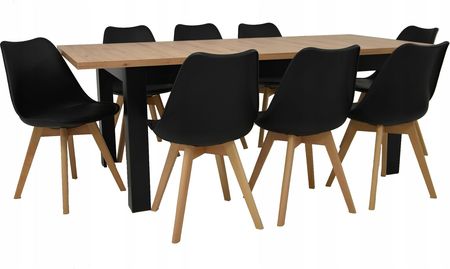 Stół 90x160/200 Artisan i 8 krzeseł skandynawskie