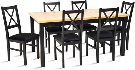 Drewniany stół rozkładany 90x160/200 6 krzeseł X