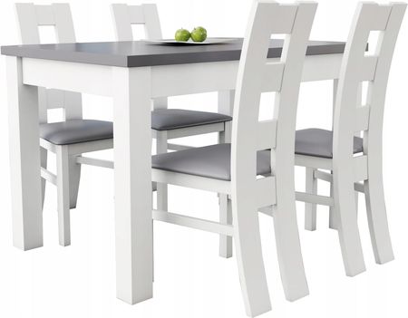 Komplet Biały MIX Stół 4 Krzesła Rozkładany