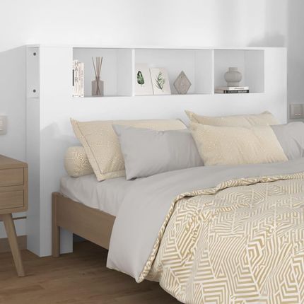 vidaXL Wezgłowie łóżka z półkami, białe, 160x18,5x