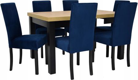 6 krzeseł Drewniane rozkładany stół 90x90/290 cm