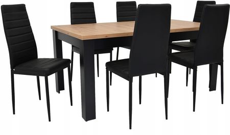 6 krzeseł Ekoskóra Stół 90x160/200 Artisan