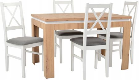 Stół 80x120/160 cm i 4 krzesła Drewniane oparcie X