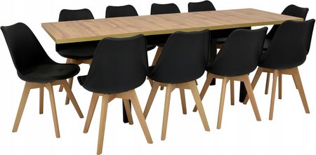 Stół 90x160/240 cm i 10 krzeseł skandynawskich