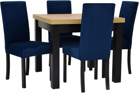 4 krzesła Drewniane rozkładany stół 90x90/290 cm
