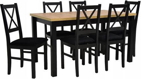 Stół 80x140/180 Artisan i 6 krzeseł drewniane N-10