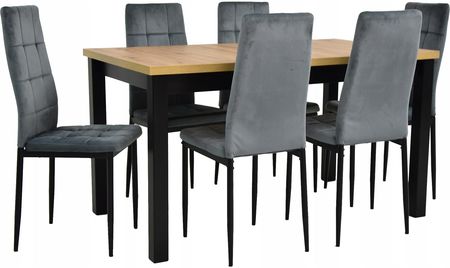 6 krzeseł szare IK-07 Stół 80x140/180 Artisan