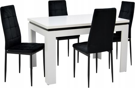 Stół 80x120/160 cm i 4 krzesła welur czarny