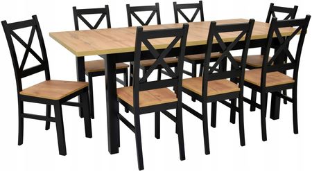 8 krzeseł drewnianych i stół 90x160/200 cm